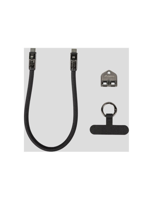 Lanberg USB-C M/M Lanyard/Keychain Cable, 0.3 m, 240 W | CA-CMCM-10LN-0003-BK