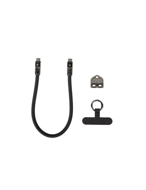 Lanberg USB-C M/M Lanyard/Keychain Cable, 0.3 m, 240 W | CA-CMCM-10LN-0003-BK