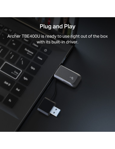 TP-LINK BE6500 Tri-Band Wi-Fi 7 Mini Wireless USB Adapter | Archer TBE400U | 2.4 GHz, 5 GHz, 6 GHz | 802.11ax | MU-MiMO No | no 