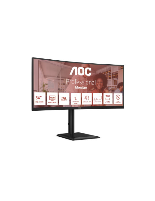 AOC CU34E4CV | 34 " | VA | 21:9 | 120 Hz | 4 ms | 3440 x 1440 pixels | HDMI ports quantity 2 | Black