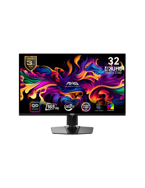 Monitor|MSI|31.5"|Gaming|Panel QD-OLED|3840x2160|16:9|165Hz|0.03 ms|Swivel|Pivot|Height adjustable|Tilt|Colour Black|MAG321UPQD-