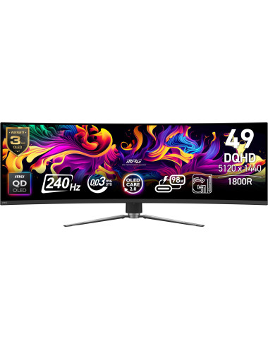 Monitor|MSI|49 "|5120 x 1440 pixels|Dual QHD|Native aspect ratio 32:9|QD-OLED|Curved|MPG491CQPXQD-OLED