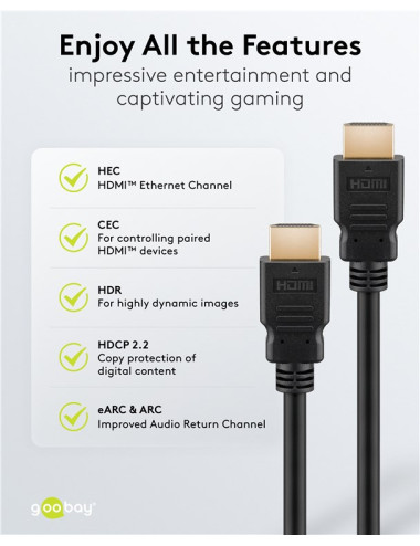 Goobay 80101 HDMI High-Speed Cable with Ethernet | Soft | 1 m