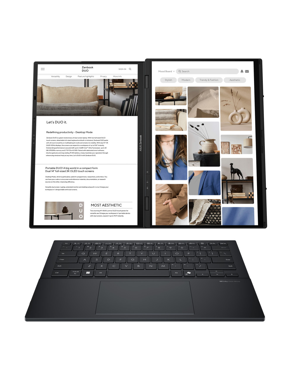Asus | Zenbook Duo UX8406CA-QL287W | Inkwell Gray | 14 " | OLED | Touchscreen | FHD | 1920 x 1200 pixels | Intel Core Ultra 7 | 