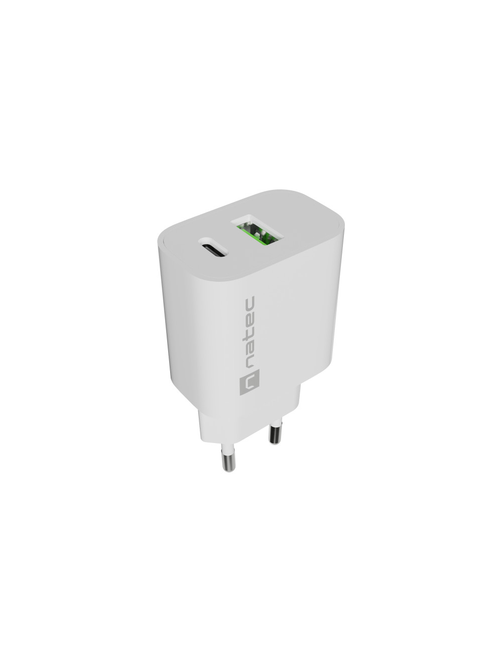Natec Ribera USB Charger 1X USB-A + 1X USB-C 20W, White
