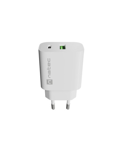 Natec Ribera USB Charger 1X USB-A + 1X USB-C 20W, White
