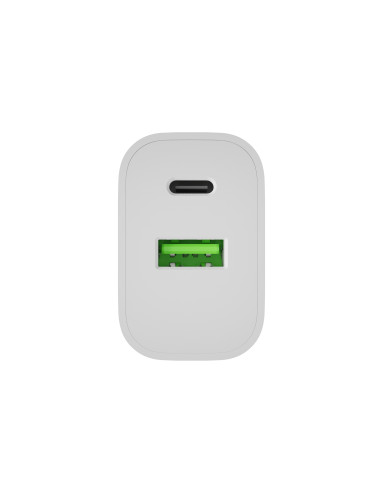 Natec Ribera USB Charger 1X USB-A + 1X USB-C 20W, White