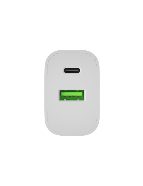 Natec Ribera USB Charger 1X USB-A + 1X USB-C 20W, White