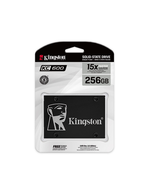 Kingston KC600 256 GB, SSD form factor 2.5", SSD interface SATA, Write speed 500 MB/s, Read speed 550 MB/s