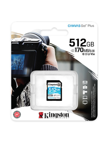 Kingston Canvas Go! Plus 512 GB, SD, Flash memory class 10
