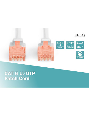 Digitus Patch Cord CAT 6 U-UTP, Cu, LSZH AWG 26/7, 3 m
