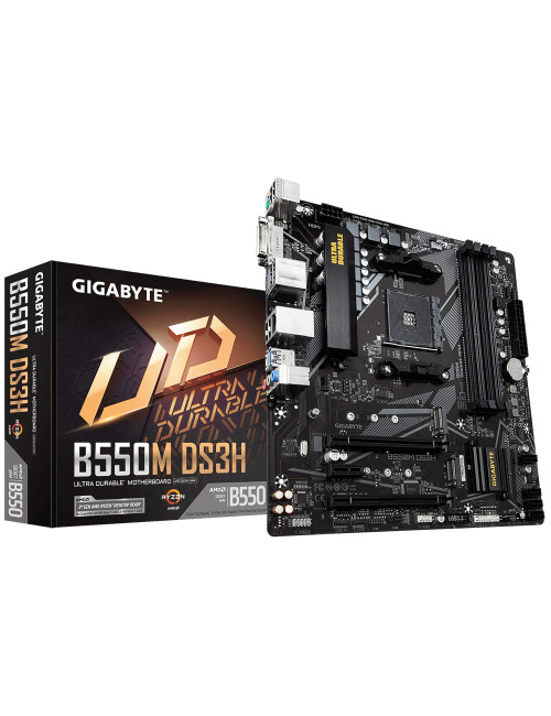 Gigabyte B550M DS3H 1.0 Processor family AMD, Processor socket AM4, DDR4 DIMM, Memory slots 4, Number of SATA connectors 4 x SAT