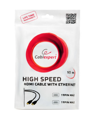 Cablexpert HDMI High speed male-male cable, 10 m, bulk package Cablexpert