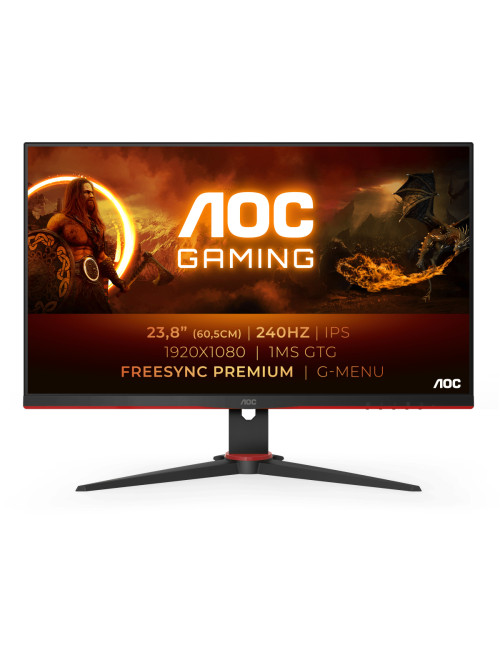 AOC Monitor 24G2ZE/BK 23.8 ", IPS, FHD, 1920 x 1080, 16:9, 1 ms, 350 cd/m , Black, Headphone out (3.5mm), 240 Hz, HDMI ports qua