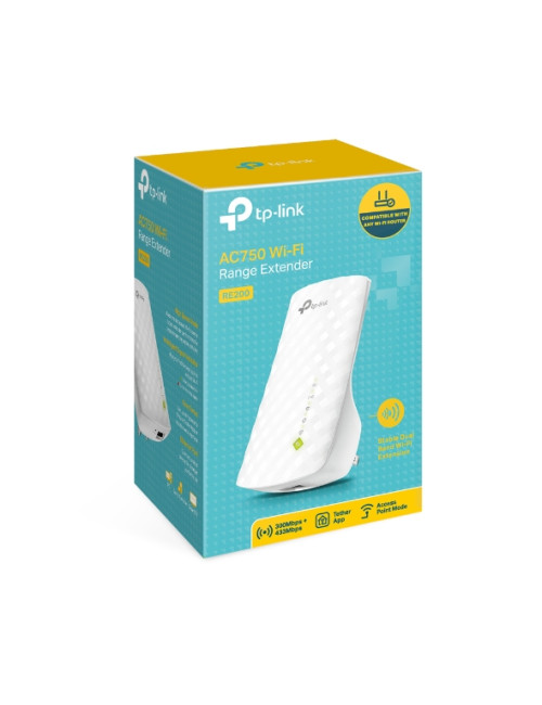 TP-LINK Extender RE200 802.11ac, 2.4GHz/5GHz, 300+433 Mbit/s, 10/100 Mbit/s, Ethernet LAN (RJ-45) ports 1, Antenna type 3xIntern