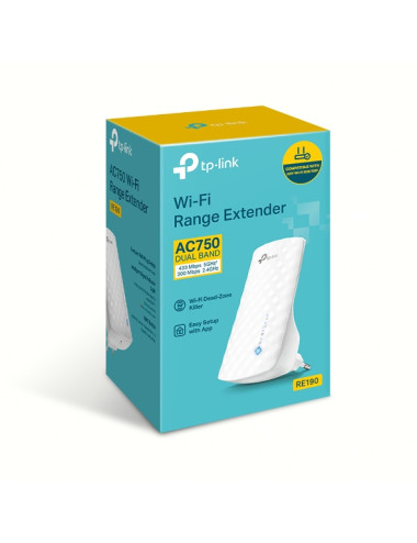 TP-LINK Extender RE190 802.11ac, 2.4GHz/5GHz, 300+433 Mbit/s, Antenna type 3 Omni-directional