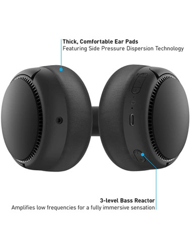 Panasonic Deep Bass Wireless Headphones RB-M500BE-K Over-ear, Microphone, Bass Reactor Detachable cable, Black