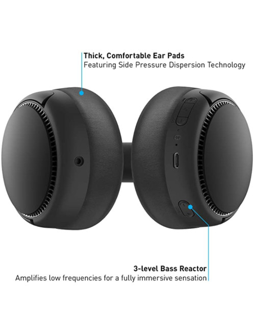 Panasonic Deep Bass Wireless Headphones RB-M500BE-K Over-ear, Microphone, Bass Reactor Detachable cable, Black