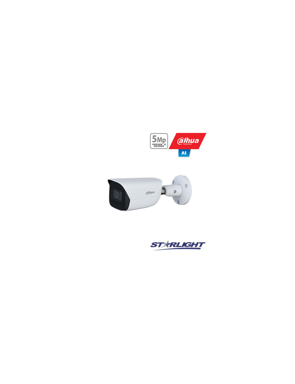 IP kamera cilindr. 5MP STARLIGHT AI, IR pašvietimas iki 50m, 1/2.7 2.8mm 98 , SMD, IVS, IP67, H.265