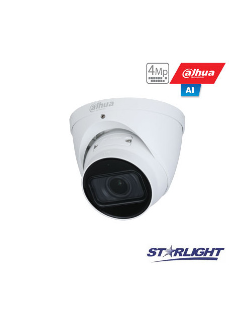 IP kamera kupol. 4MP STARLIGHT AI, IR pašv. iki 40m, 1/3 2.7~13.5mm. automatinis obj, SMD, IVS