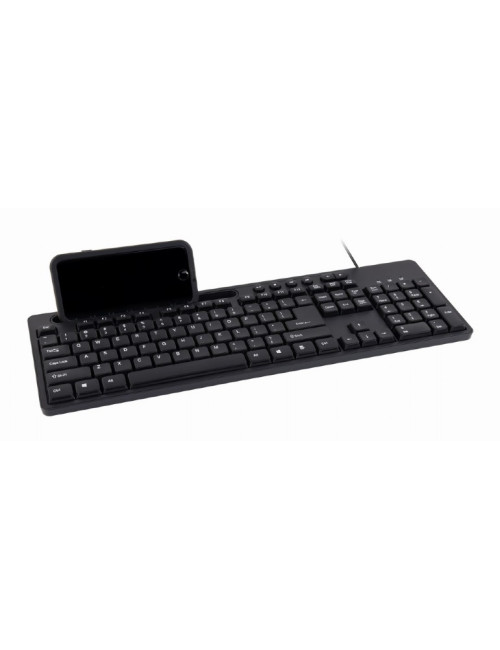 Gembird Multimedia keyboard with phone stand KB-UM-108 USB Keyboard, Wired, US, Black