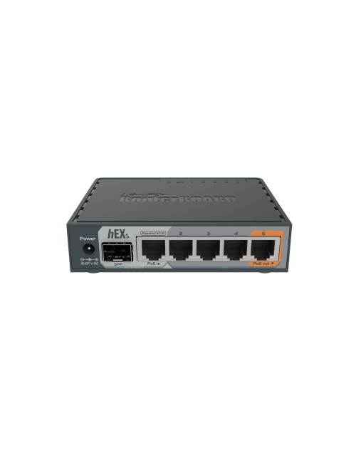 Mikrotik Wired Ethernet Router RB760iGS, hEX S, Dual Core 880MHz CPU, 256MB RAM, 16 MB (MicroSD), 5xGigabit LAN, 1xSFP, USB, IPs