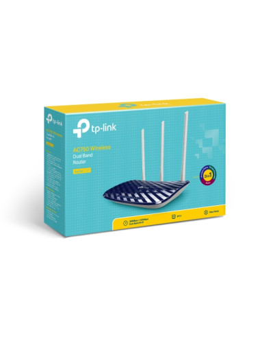 TP-LINK Router Archer C20 802.11ac, 300+433 Mbit/s, 10/100 Mbit/s, Ethernet LAN (RJ-45) ports 4, Antenna type 3xExternal