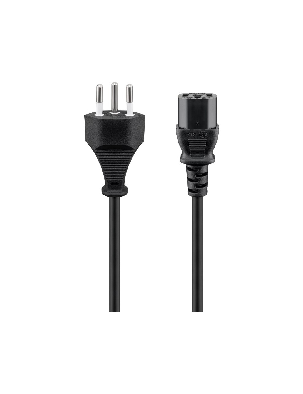 Goobay Power supply cord, Switzerland 93617 2 m, Black, Device socket C13 (IEC connection), Swiss male (type J, SEV 1011)