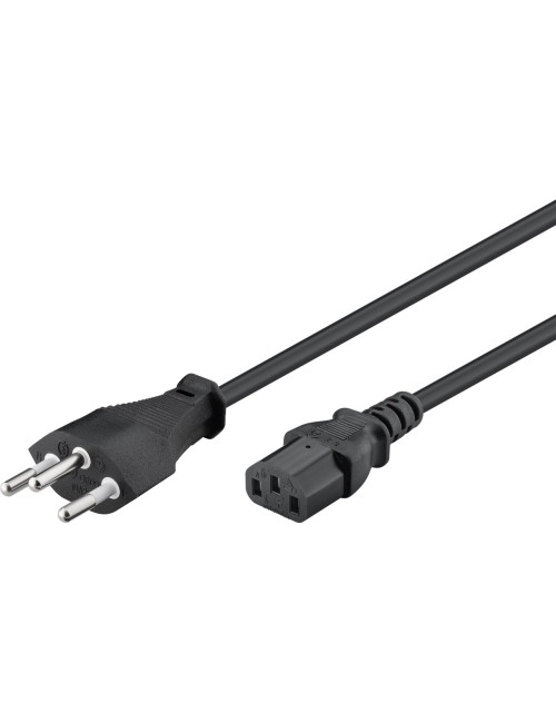 Goobay Power supply cord, Switzerland 93617 2 m, Black, Device socket C13 (IEC connection), Swiss male (type J, SEV 1011)