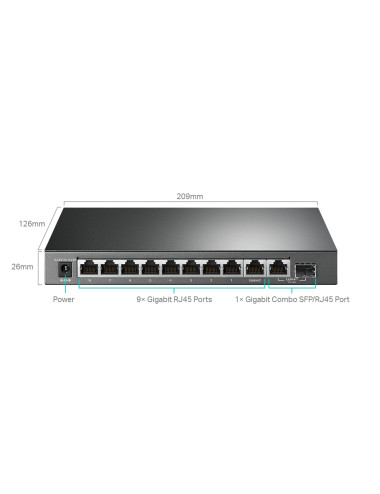 TP-LINK 10-Port Gigabit Easy Smart Switch with 8-Port PoE+ TL-SG1210MPE Web managed, Desktop, Power supply type External, Ethern