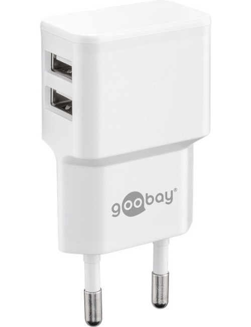 Goobay Dual USB charger 44952 2.4 A, 2 USB 2.0 female (Type A), White, 12 W