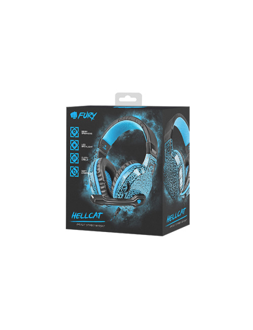 Fury Gaming Headset, Wired, NFU-0863 Hellcat, Black/Blue, Built-in microphone