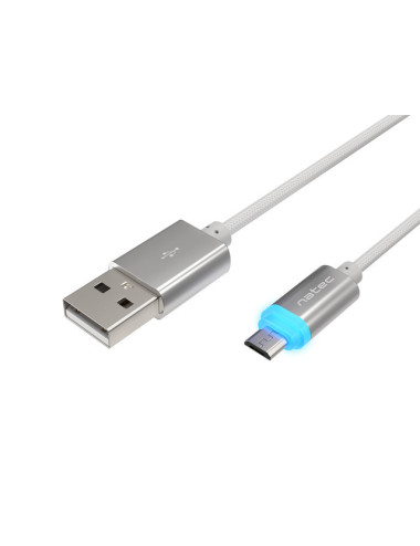 Natec Prati, USB Micro to Type A Cable 1m, LED, Silver