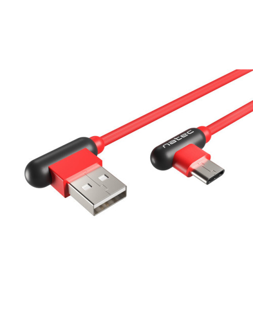 Natec Prati, Angled USB Type C to Type A Cable 1m, Red