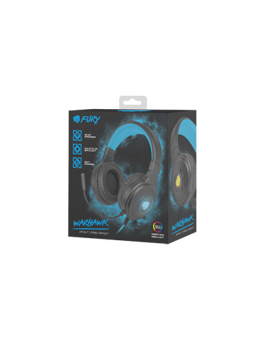 Fury Gaming Headset Warhawk Built-in microphone, Black/Blue