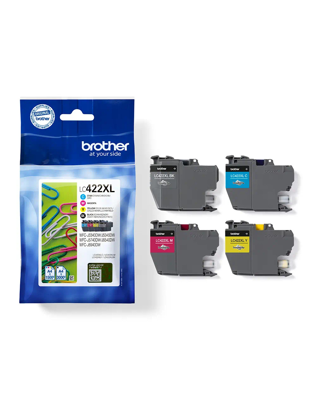 Brother LC422XLVALDR Ink Cartridge, Black, Cyan, Magenta, Yellow