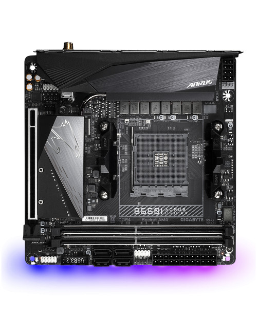 Gigabyte B550I AORUS PRO AX 1.0 Processor family AMD, Processor socket AM4, DDR4 DIMM, Memory slots 2, Chipset AMD B, Mini ITX