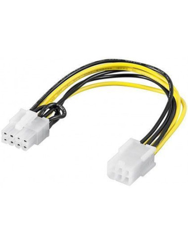 Goobay 93635 Power cable/adapter for PC graphics card PCI-E/PCI Express 6-pin to 8-pin, 0.2m