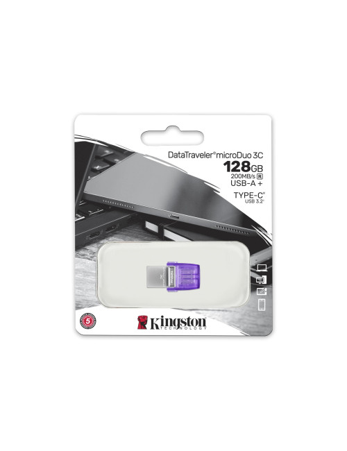 Kingston DataTraveler DT Micro Duo 3C 128 GB, USB Type-C and Type-A, Purple