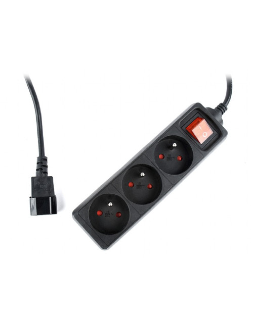 EnerGenie EG-PSU3F-01 UPS power strip, 3 FR sockets, 10 A, C14 plug, 0.6 m cable, black EnerGenie 0.6 m