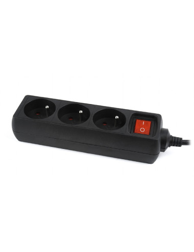 EnerGenie EG-PSU3F-01 UPS power strip, 3 FR sockets, 10 A, C14 plug, 0.6 m cable, black EnerGenie 0.6 m