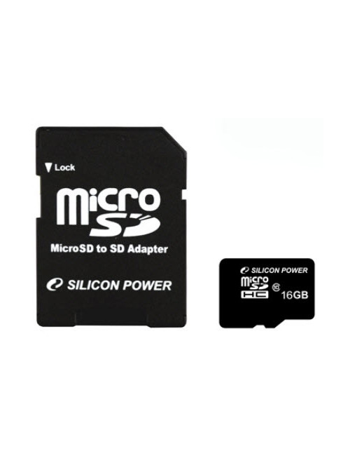 Silicon Power 16 GB, MicroSDHC, Flash memory class 10, SD adapter