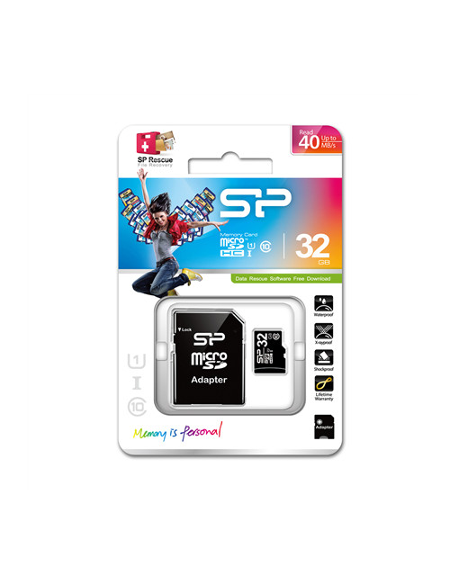 Silicon Power 32 GB, MicroSDHC, Flash memory class 10, SD adapter