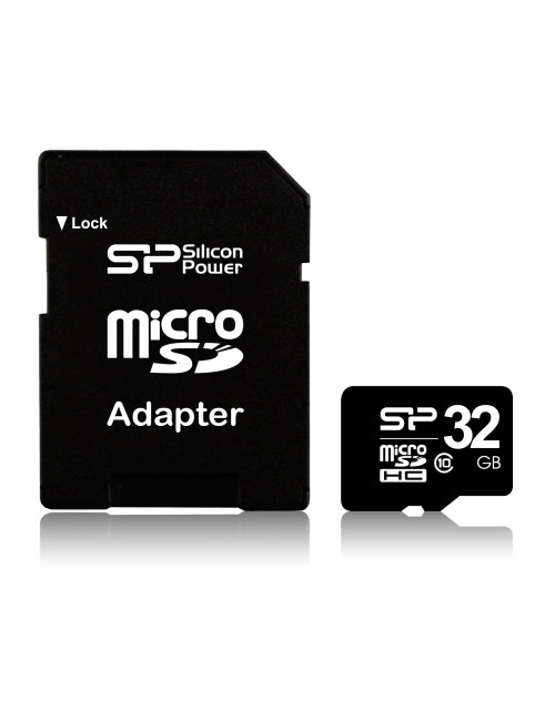 Silicon Power 32 GB, MicroSDHC, Flash memory class 10, SD adapter