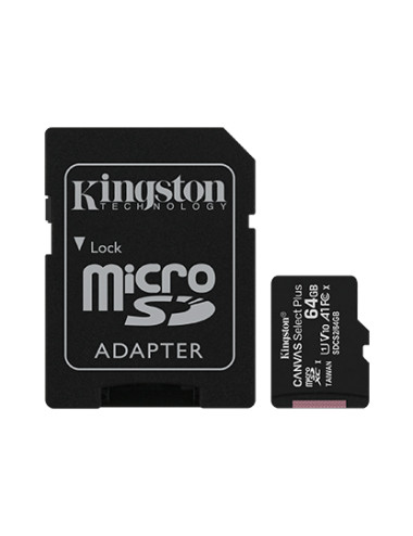 Kingston Canvas Select Plus UHS-I 64 GB, MicroSDXC, Flash memory class 10, SD Adapter