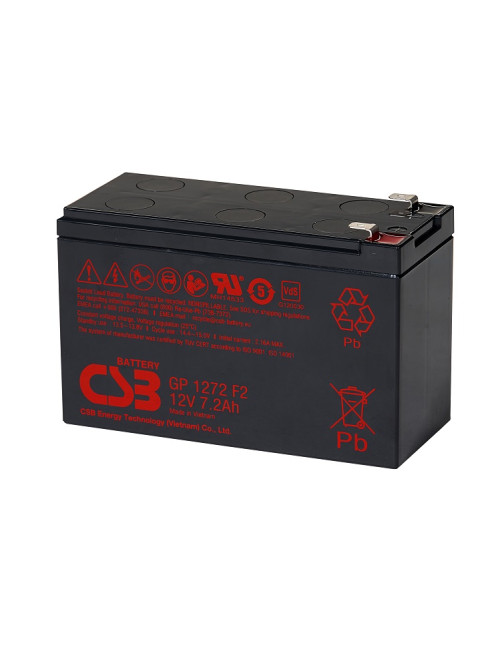 CSB Battery Valve Regulated Lead Acid Battery GP1272F2 7.2 Ah, 12 V