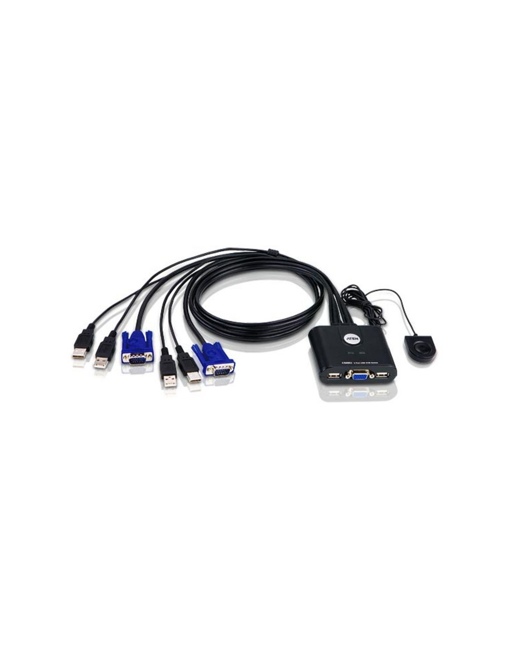 Aten 2-Port USB VGA Cable KVM Switch with Remote Port Selector