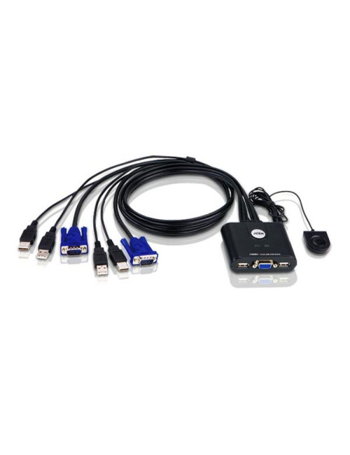 Aten 2-Port USB VGA Cable KVM Switch with Remote Port Selector