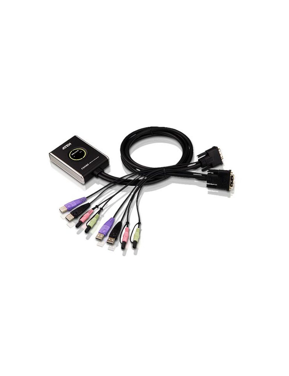 Aten 2-Port USB DVI/Audio Cable KVM Switch with Remote Port Selector