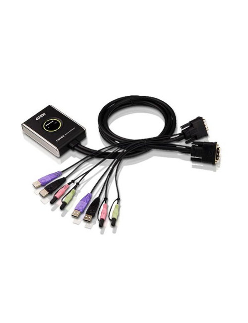 Aten 2-Port USB DVI/Audio Cable KVM Switch with Remote Port Selector